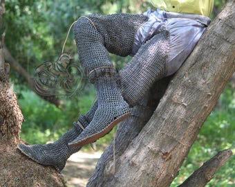Chainmail Chausses  8mm Mild Steel – Handmade Medieval Leg Armor for LARP & Historical Reenactment