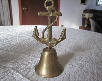 Brass Bell Anchor Dinner Bell Nautical Beach Decor Service Bell FREE SHIPPING