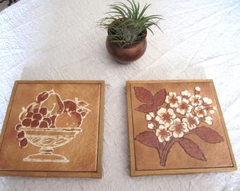 Vintage Italian Tile Trivet Pair Semigres Made in Italy