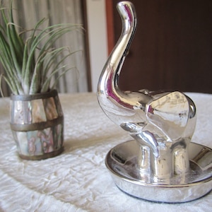 Silver Tone Elephant Ring Jewelry Holder