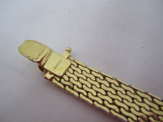 Gold Monet Mesh Metal Diamond cut Vintage Bracelet - image 8