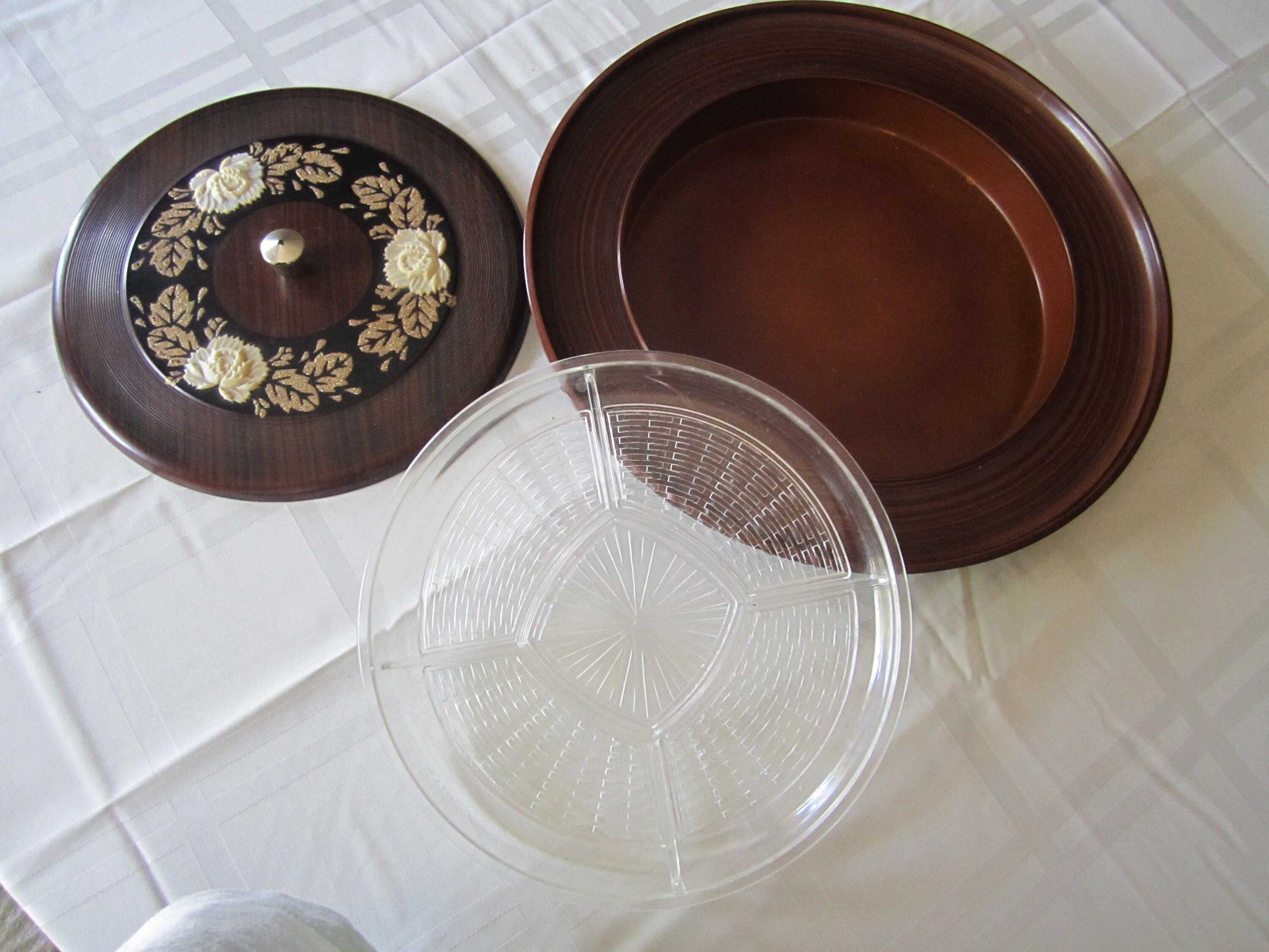 Vintage Divided Serving Tray Made in Japan Wood Look Plastic Etsy