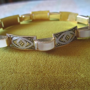 Damascene Gold Tone Vintage Bracelet Marked Spain