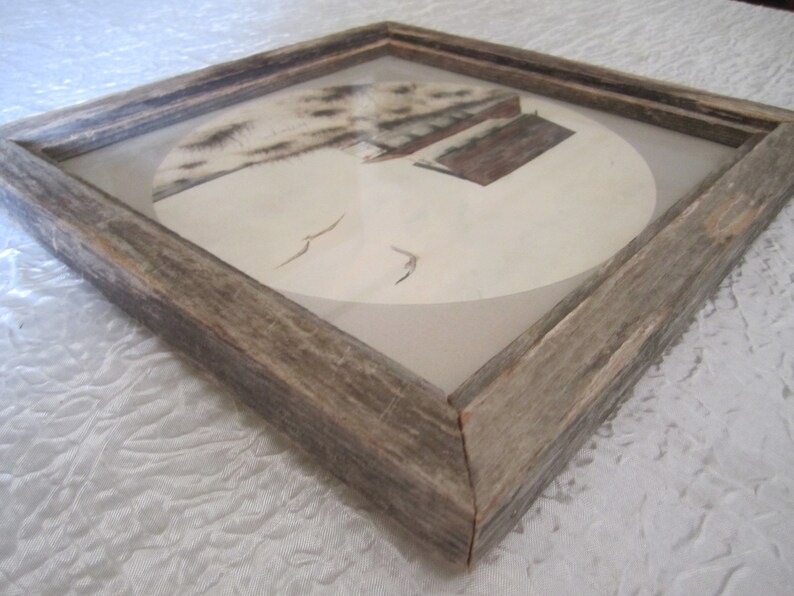 Vintage Beach Scene Wall Art With Rustic Frame and Ready to Etsy