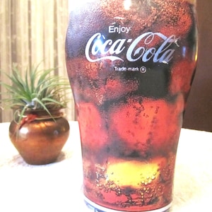 Vintage Coca Cola Glass Shaped Metal Tin Storage Box