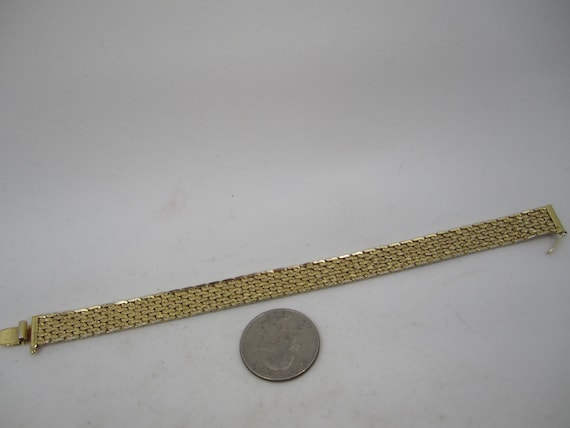 Gold Monet Mesh Metal Diamond cut Vintage Bracelet - image 5