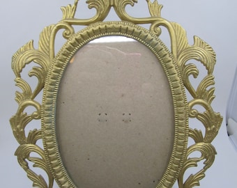 Vintage Ornate Gold Metal Easel Back Picture Frame