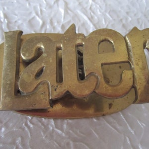Vintage Brass &#39;Later&#39; Desk Paperweight - Office Decor