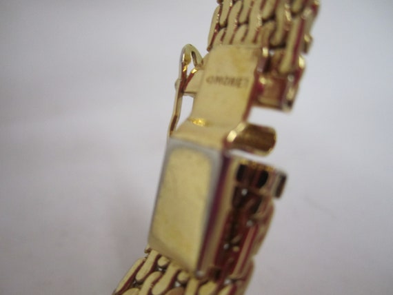 Gold Monet Mesh Metal Diamond cut Vintage Bracelet - image 9
