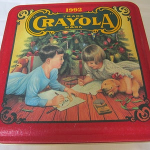 Crayola 1992 Collectible Christmas Storage Tin Canister
