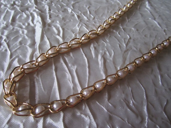 Napier Gold Tone Faux Pearl Vintage Necklace - image 1