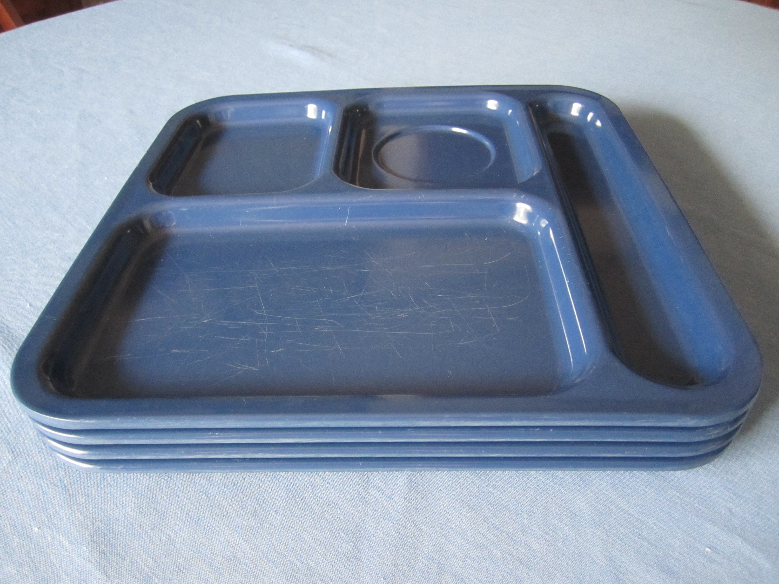 Texas Ware Navy Blue Set of Four Melamine Cafeteria Ware Lunch