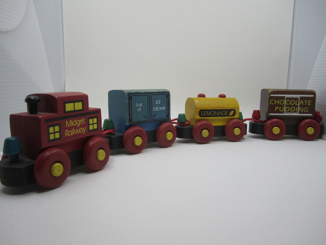 Vintage Wooden Train Set of Four Midget Railway by Montgomery