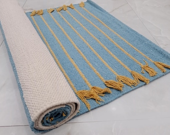 Handwoven Organic Cotton Yoga Mat: Natural, Non-Slip, 2x6 Feet
