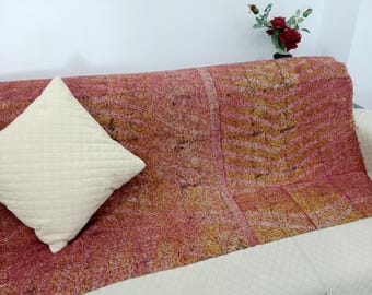 Vintage Suzani Throw Blanket: Hand Embroidered Floral Cotton, Hand Loomed