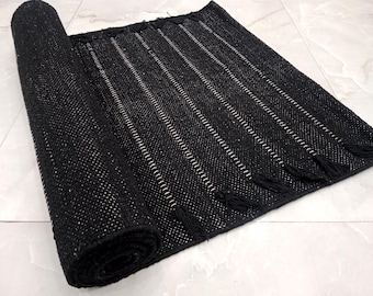 Handgeweven yogamat van biologisch katoen: natuurlijk, antislip, 2 x 6 voet