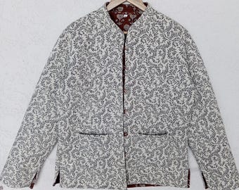 Handmade Block Print Quilted Cotton Reversible Jacket | Indian Kantha Boho Coat | Women’s Jacket