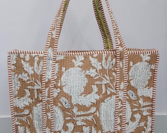 Handmade Quilted Cotton Tote Bag / Reversible Floral bag Shopper