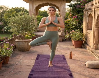 Handwoven Organic Cotton Yoga Mat: Natural, Non-Slip, 2x6 Feet
