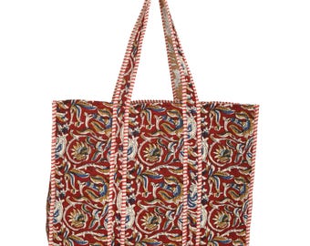 Handmade Quilted Cotton Tote Bag / Reversible Floral bag Shopper