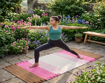 Handwoven Organic Cotton Yoga Mat: Natural, Non-Slip, 2x6 Feet