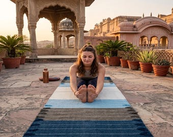 Handwoven Organic Cotton Yoga Mat: Natural, Non-Slip, 2x6 Feet