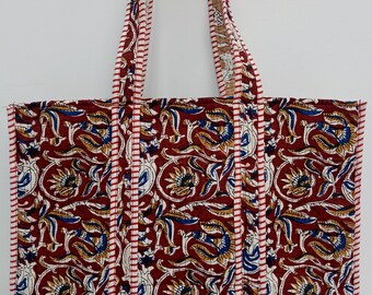 Handmade Quilted Cotton Tote Bag / Reversible Floral bag Shopper