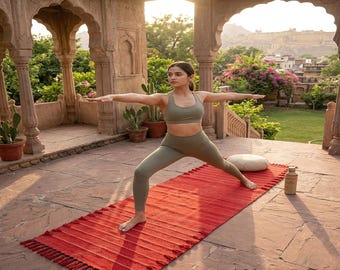 Handwoven Organic Cotton Yoga Mat: Natural, Non-Slip, 2x6 Feet