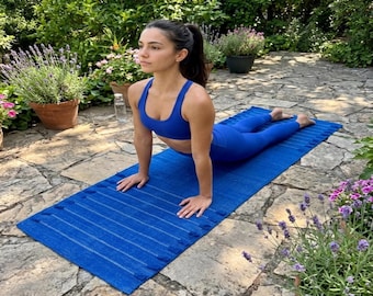 Handwoven Organic Cotton Yoga Mat: Natural, Non-Slip, 2x6 Feet