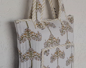 Handmade Quilted Cotton Tote Bag | Kantha Shoulder  | Lightweight Everyday Shopping  | Eco-Friendly Reusable Tote