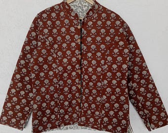 Handmade Block Print Quilted Cotton Reversible Jacket | Indian Kantha Coat  Jacket