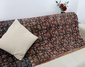 Vintage Hand Embroidered Suzani Throw Blanket: Floral Cotton, Hand Loomed