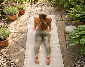 Handwoven Organic Cotton Yoga Mat: Natural, Non-Slip, 2x6 Feet