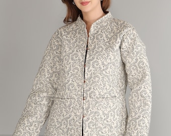 Handmade Block Print Quilted Jacket | Reversible Cotton Kantha Coat