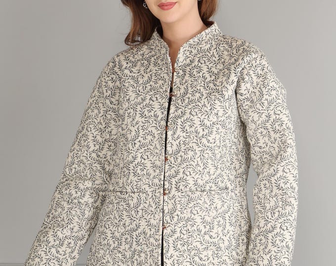 Featured listing image: Handmade Block Print Quilted Jacket | Reversible Cotton Kantha Coat