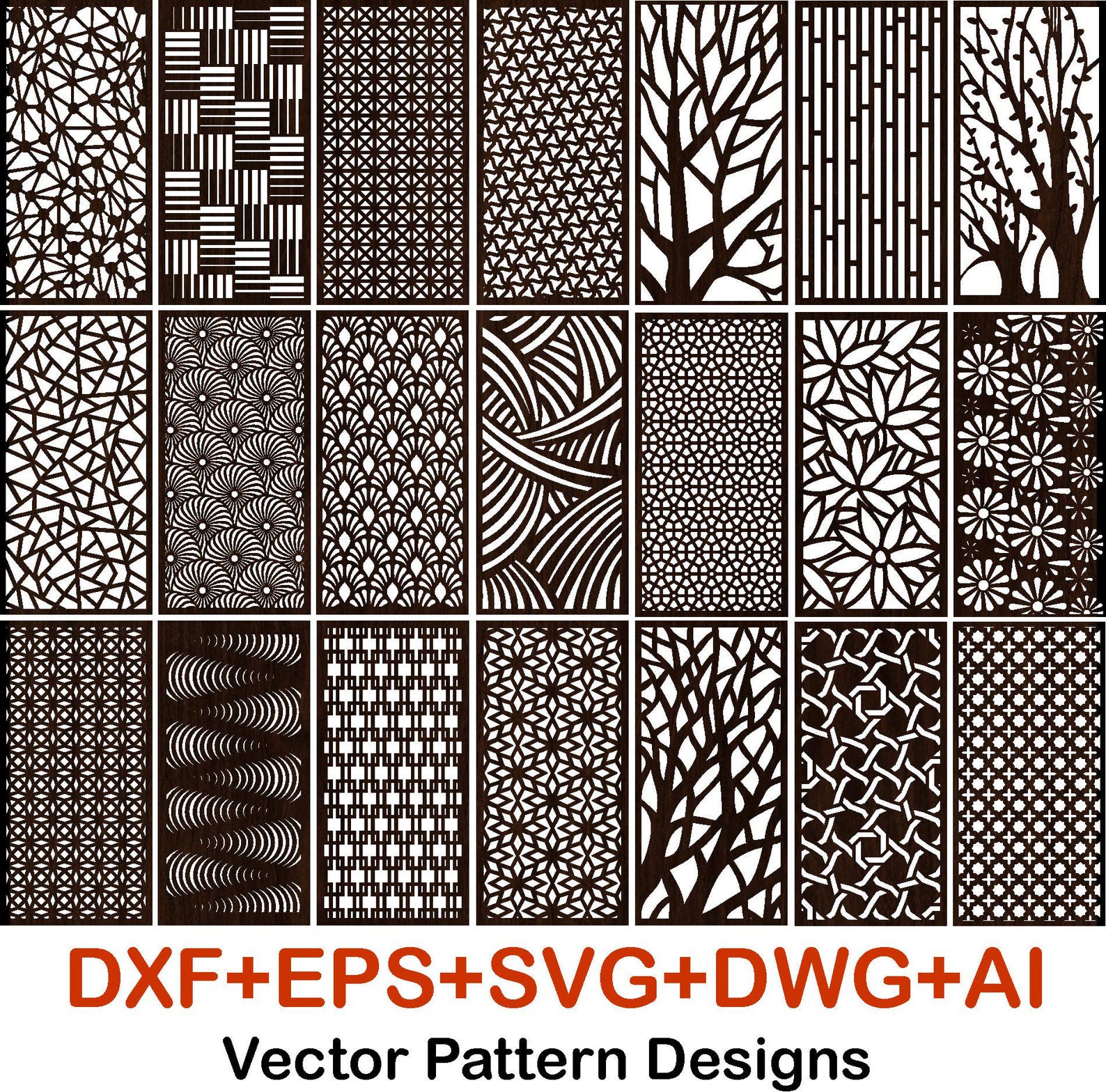 Decorative Panel Vector, CNC and Laser Cut Designs (svg, Dxf, Eps, Dwg ...