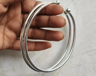 Sterling Silver Ball Ankle Cuff Bangles | Set of 2 Minimalist Anklets | Mother's day gifts