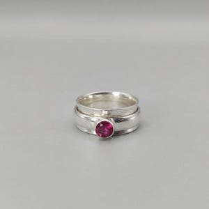 Sterling Silver Ruby Gemstone Spinner Ring | Dainty Anxiety Fidget Band | 925 Silver Meditation Ring | Boho Spinner Jewelry | Gift for Her