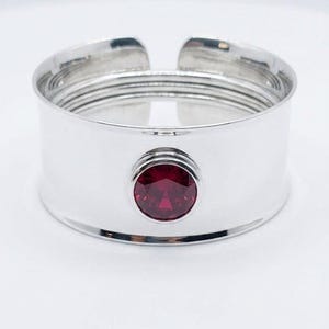 Pulsera ancha de plata de ley 925, brazalete bohemio hecho a mano, brazaletes con piedra rubí.