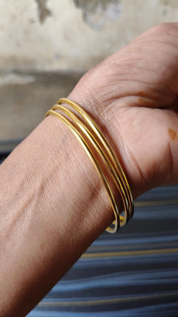 18kt Gold Filled Bangle Set | Personalized Slim Stacking Bracelets