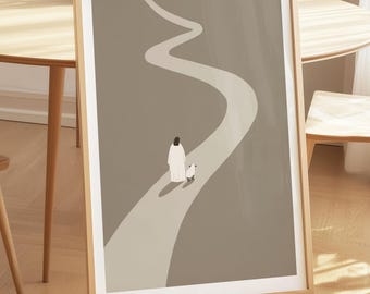 Jesus and Lost Sheep Print, Modern Bible Art, Jesus Leaves 99 Sheep Print, Jesus Love Art (Digital Download)