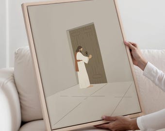 Jesus Knocking the Door Art Wall Print, Revelation 3:20, "I Stand At The Door" Christian Print (Digital Download)