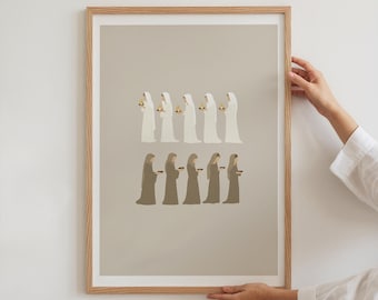 Wise and Unwise Virgins Print, Modern Christian Art (Digital Download)
