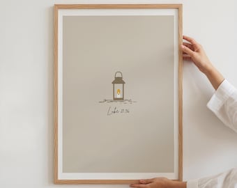 Bible Verse Print, Candle Sketch, Modern Christian Art (Digital Download)