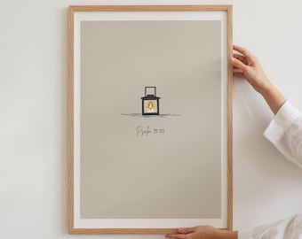Light Bible Verse Print, Candle Sketch, Modern Christian Art (Digital Download)