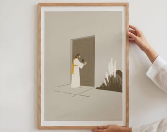 Jesus Knocking the Door Art Wall Print, Revelation 3:20, "I Stand At The Door" Christian Print (Digital Download)