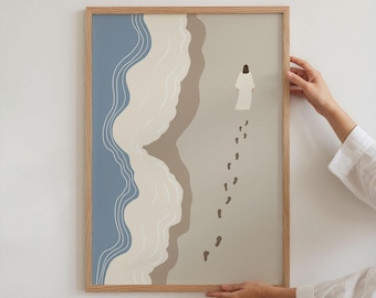 Follow in the footsteps of Jesus, Bible Wall Print, Follow Jesus Sketch Poster, Christian Gift