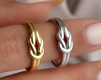 D-Knot-Handmade 14K Gold Sailor Knot Ring, Sailor Knot Ring, Nautical Knot Ring,  Dainty Stacking Ring, Promise Ring