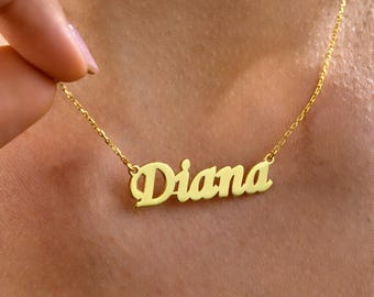 Custom Name Necklace in Gold, Personalized Name Jewelry, Gift for Her, Dainty Nameplate Necklace, Everyday Jewelry for Women