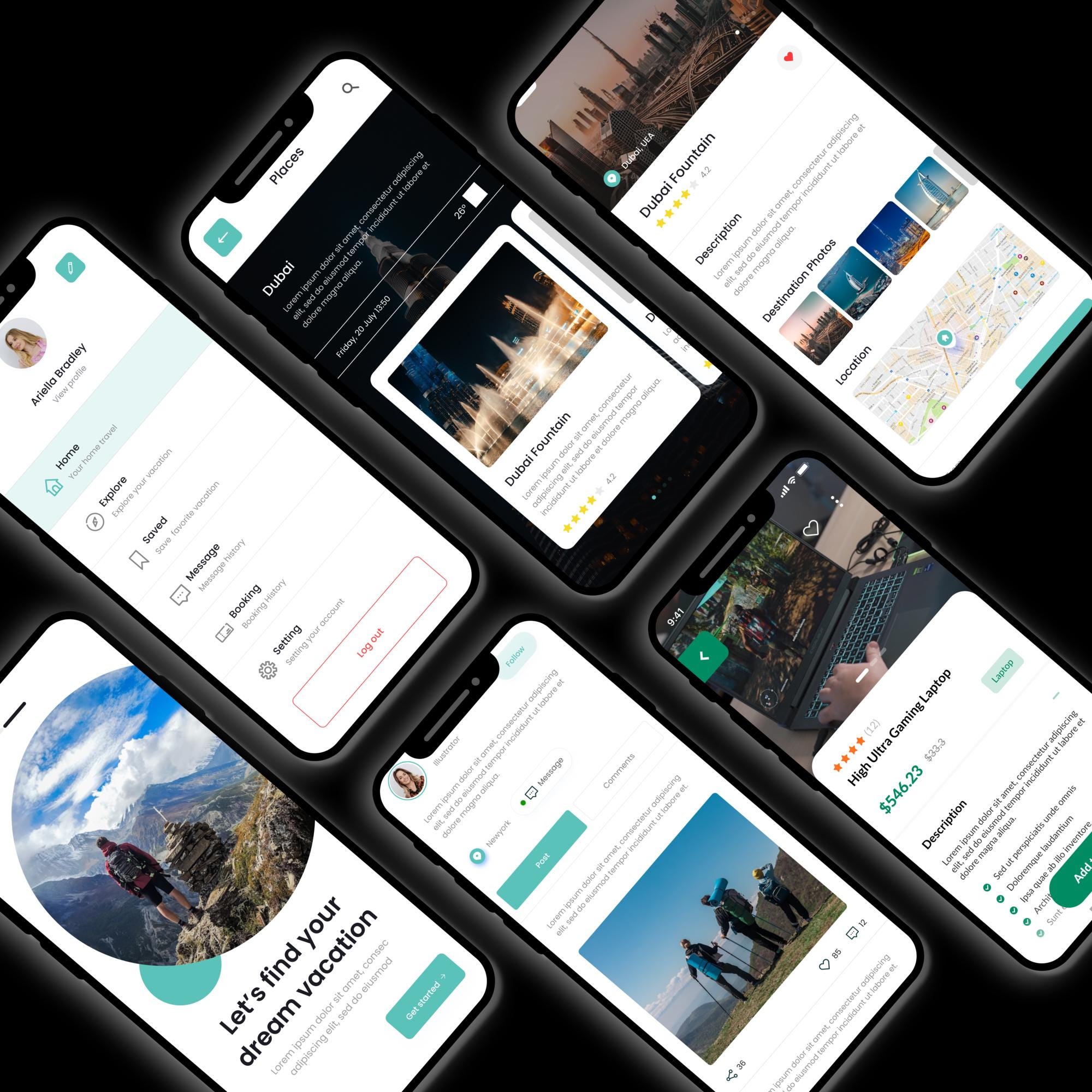 Travel App UI Design Template Figma Mobile UI Kit - Etsy